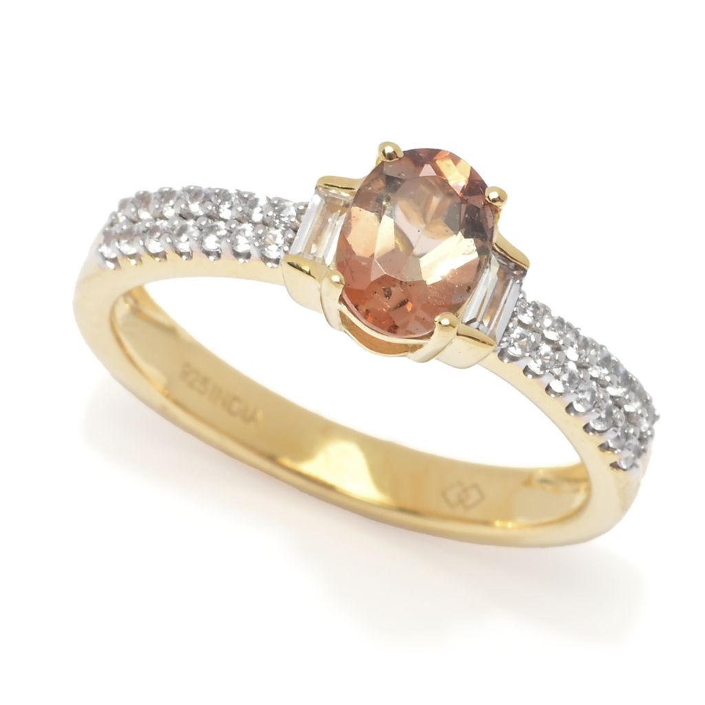 Gem Treasures 18K Vermeil 1.13ctw Andalusite & White Zircon Ring