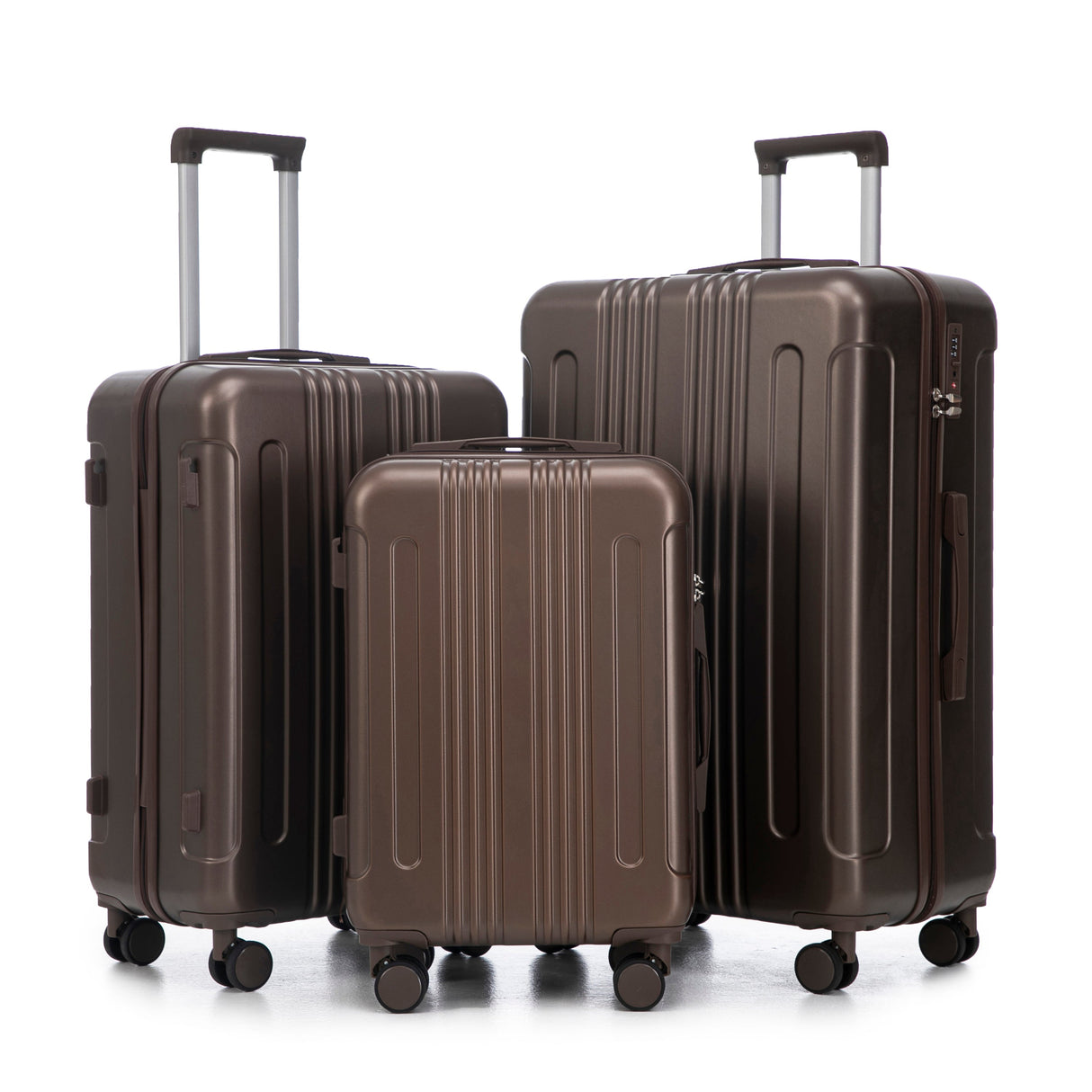 3 Piece ABS Spinner Wheel Luggage Set (Brown)