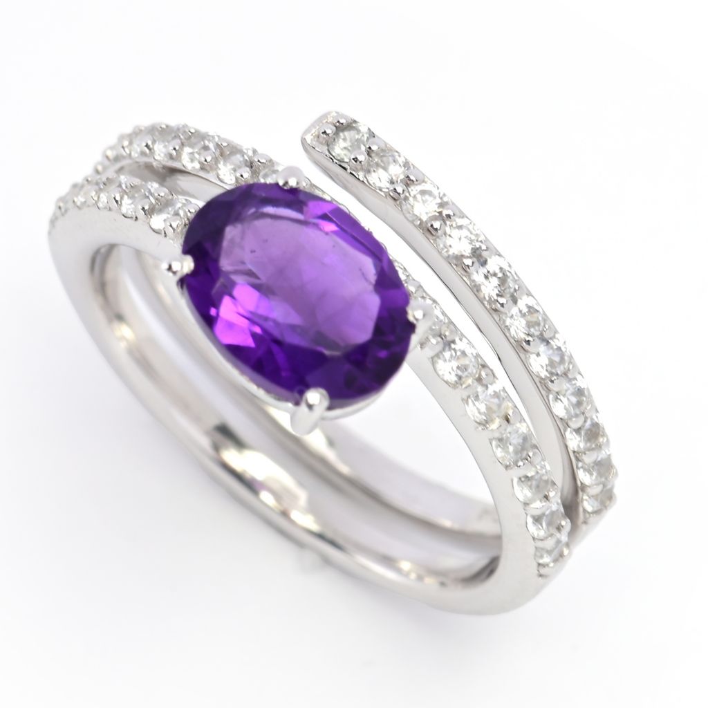 Gem Treasures Choice of Gemstone & White Zircon Wrap Ring