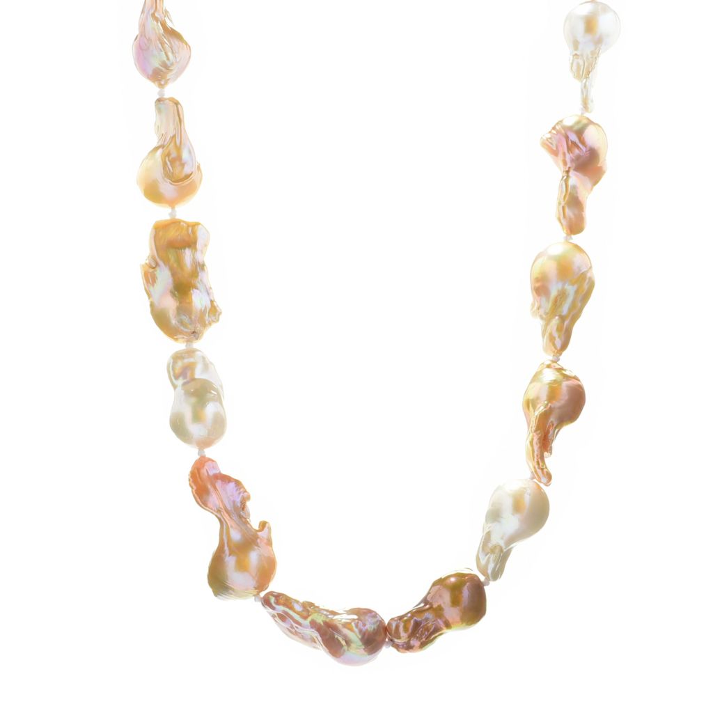 Imperial Pearl Sterling Silver 13-18mm Nuc Baroque Fresh Water Pearl Strand Necklace