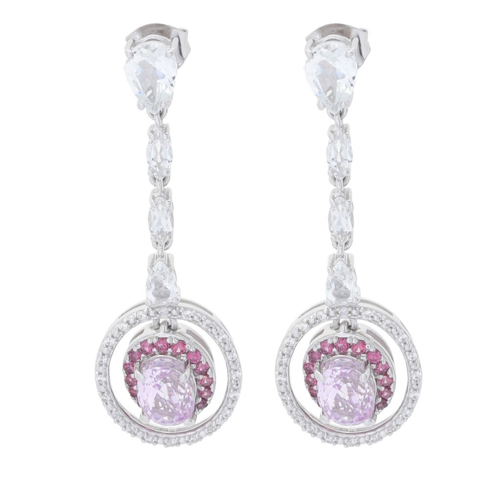 Gem Treasures 6.46ctw Kunzite & Gemstone Dangle Earrings