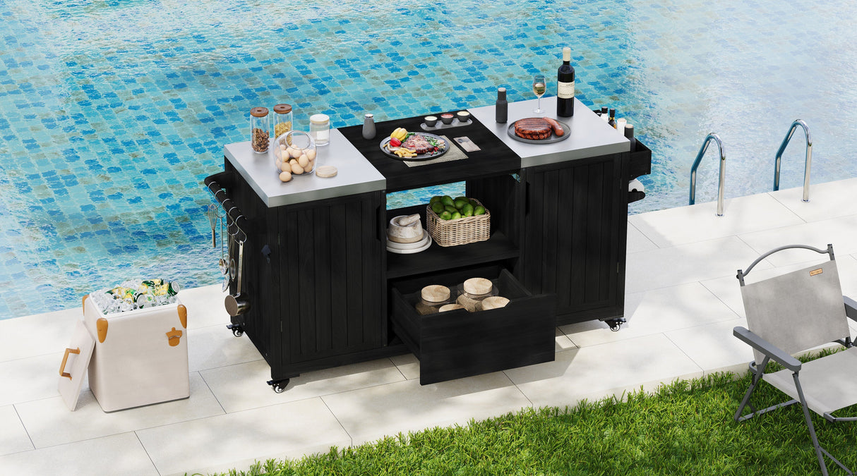 K&K 66.5' Outdoor Kitchen Island for Big Green Egg Grills