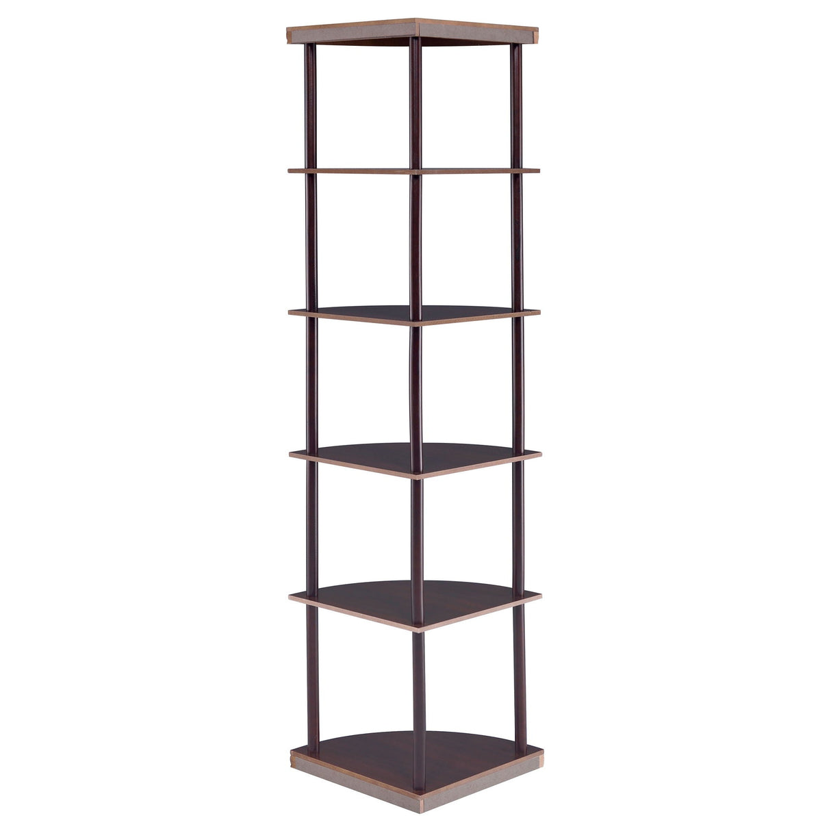 Corner Bookcase With 5 Shelves, Compact Design For Living Room - Cappuccino