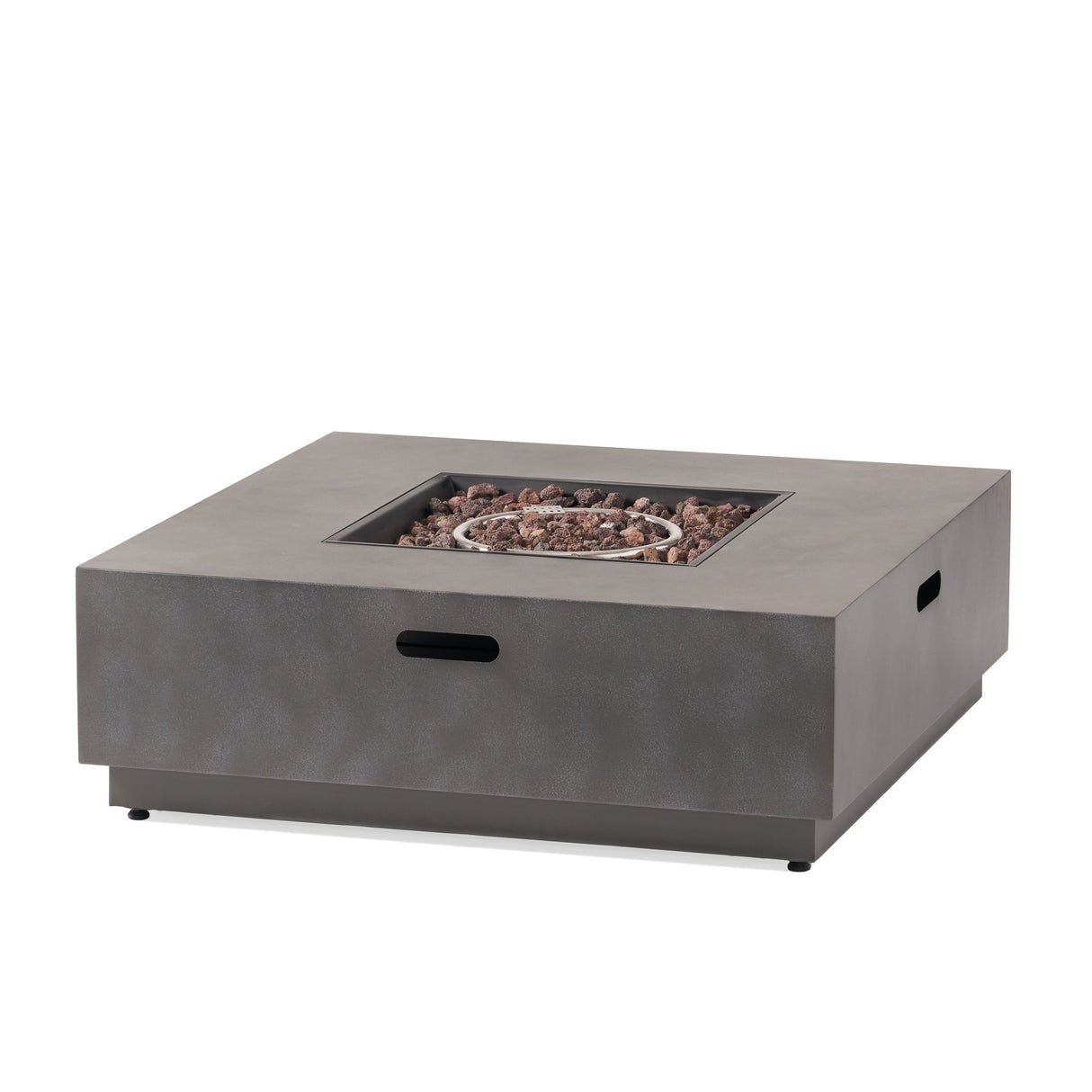 Modern Square Iron Fire Pit 50,000 BTU Stone Gray 39-Inch