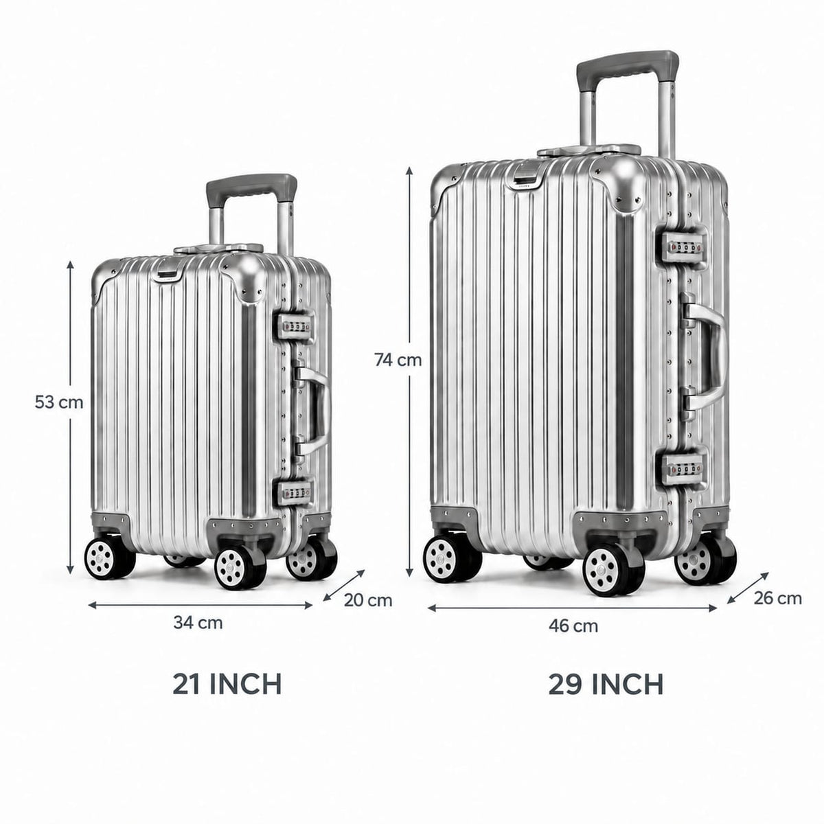 High Quality 100% alloy Spinner Suitcase – Cabin 21" & Check-In 29"