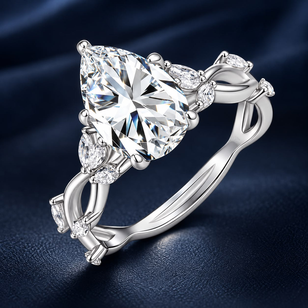 925 Sterling Silver White Gold Plated 3ct Moissanite Size 6 Ring for Women