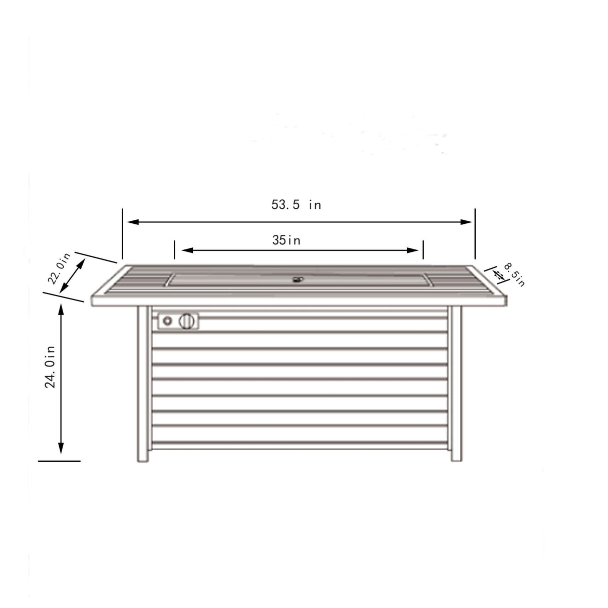 Propane Gas Fire Pit Table, 50000 Btu, Rectangular For Outside - Light Beige
