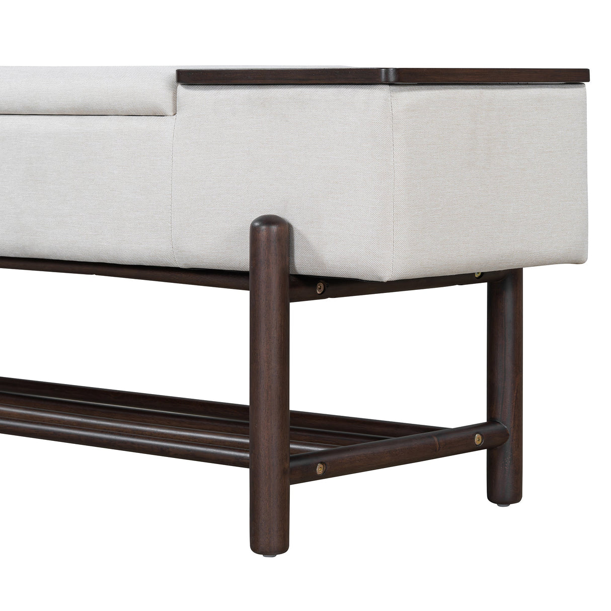 TREXM Farmhouse Upholstered Storage Bench with Hidden Compartment - Espresso