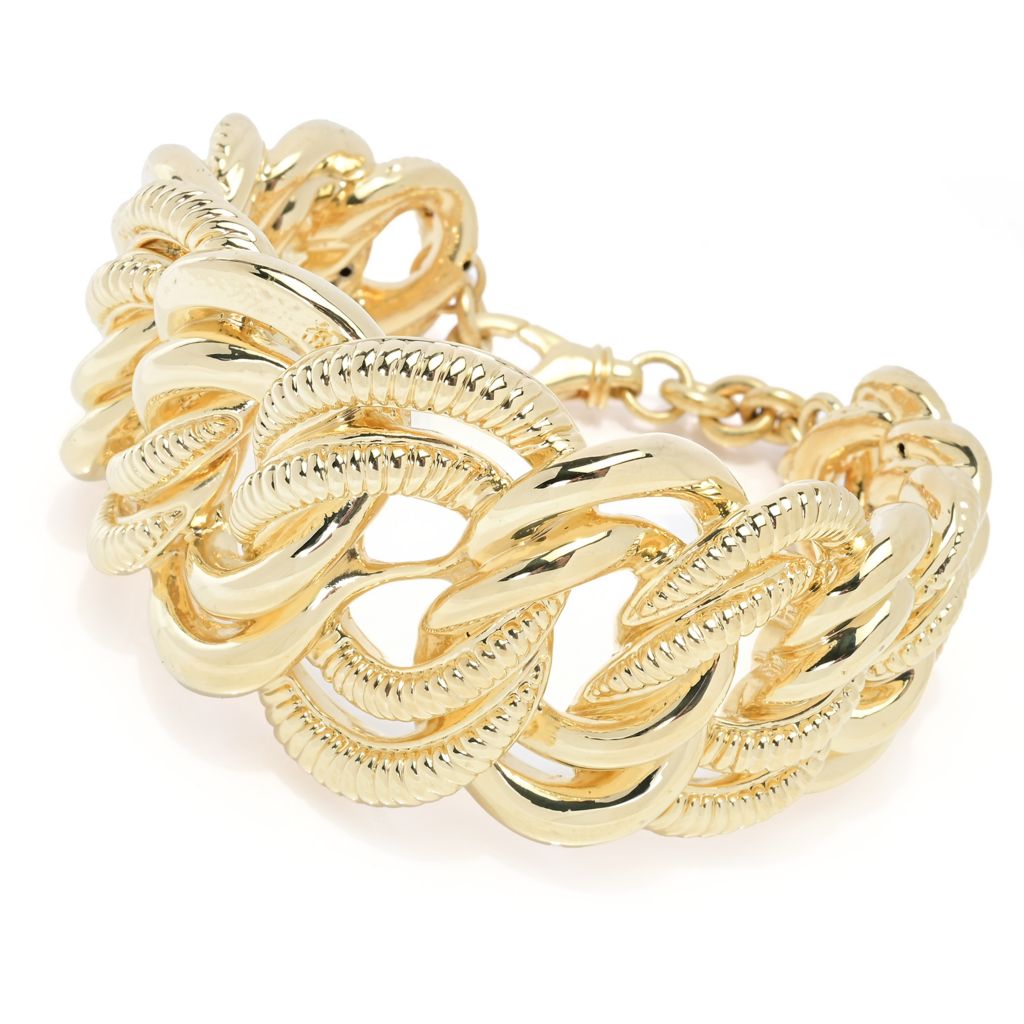 Graziella 23K Gold Plated Electroform Interlocking Rings Bracelet