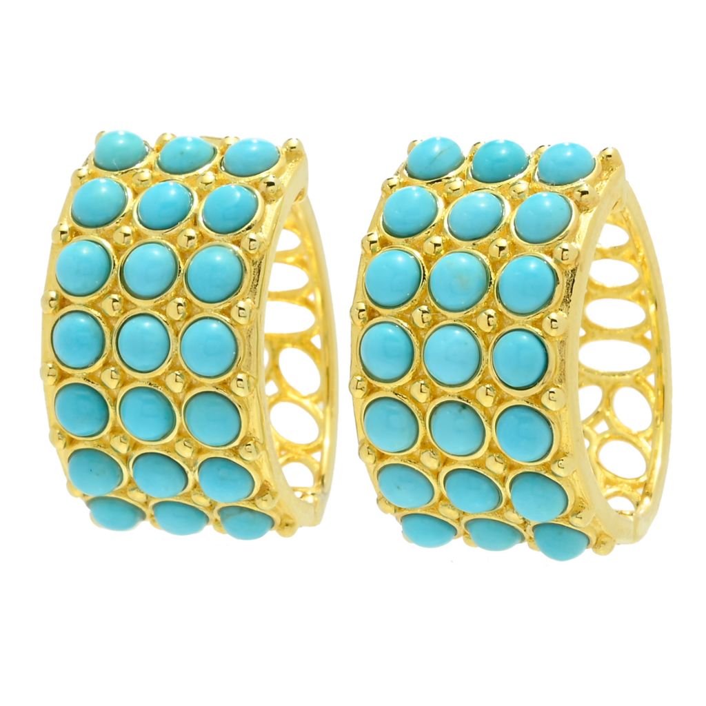 Elemental Gems Sleeping Beauty Turquoise Triple Row Huggie Hoop Earrings