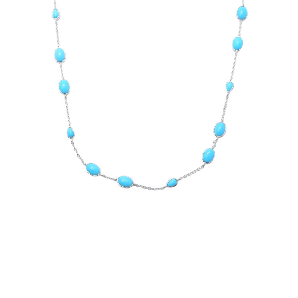Elemental Gems Platinum Plated Sleeping Beauty Turquoise Station Necklace