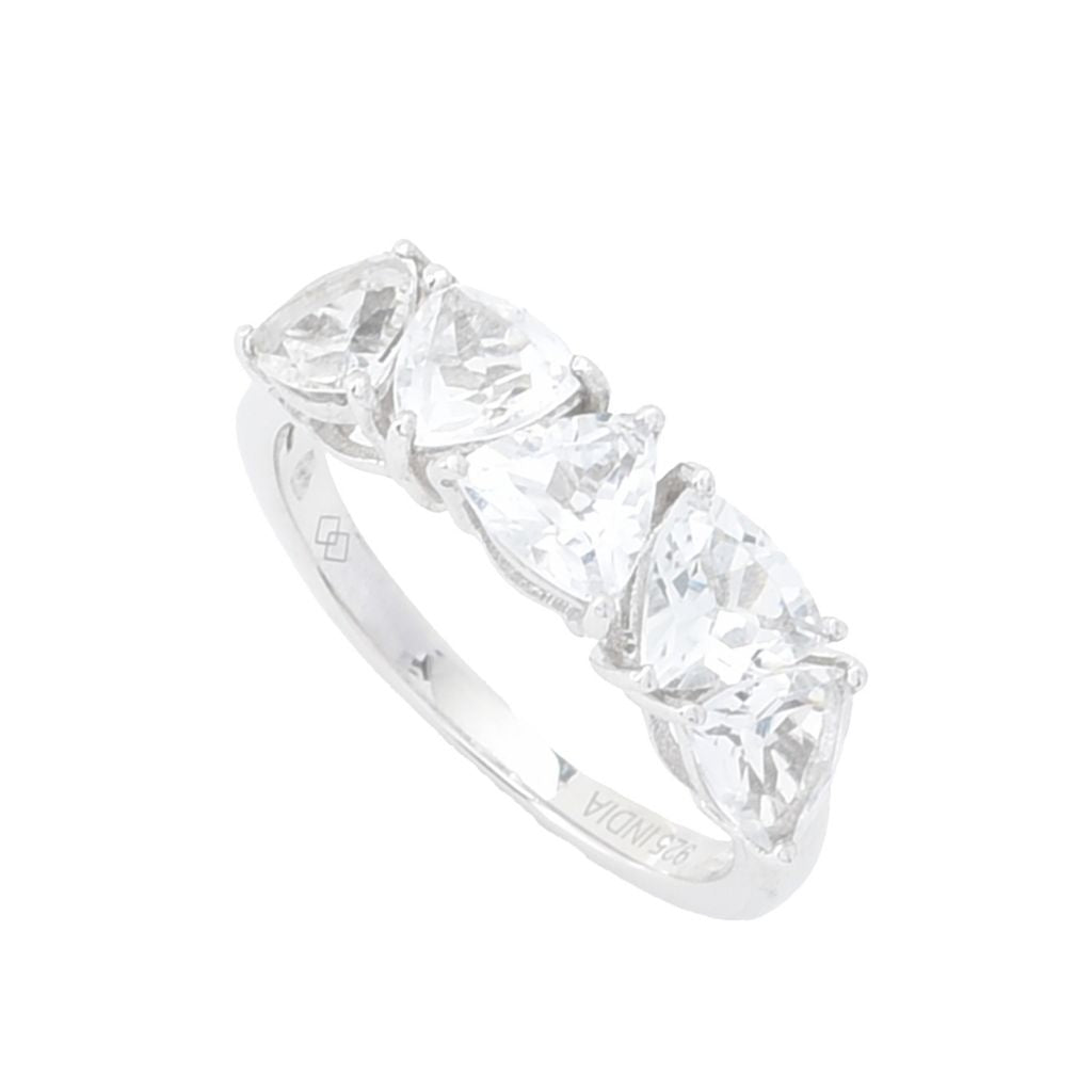 Gem Treasures 2.75ctw Trillion Cut White Topaz 5-Stone Ring