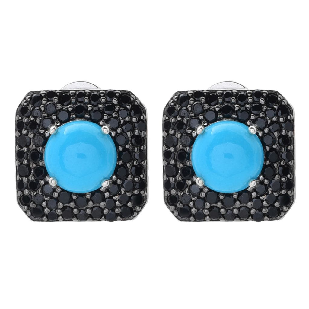 Gem Treasures Sleeping Beauty Turquoise & Gemstone Halo Stud Earrings