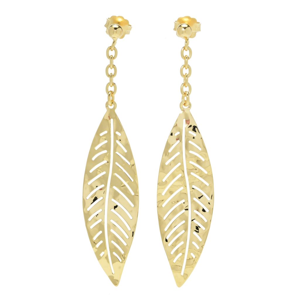 Toscana Italiana 18K Gold Plated Acqua Bagnata Leaf 2.75" Dangle Earrings