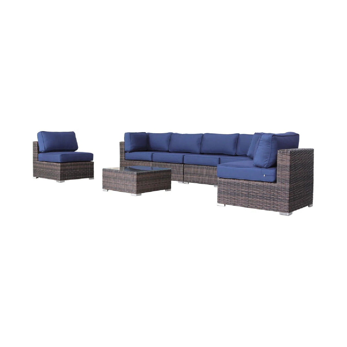 Seating Set With Cushions Handcrafted Wicker Design