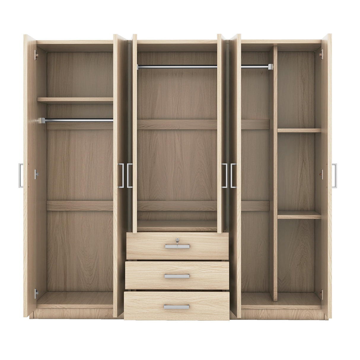 6-Doors Wooden Wardrobe Storage for Bedroom