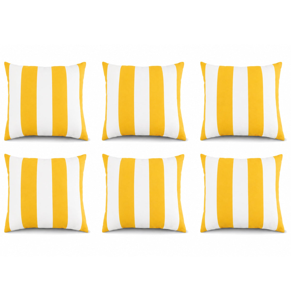 6 Pack Outdoor/Indoor Throw Pillows with Inserts - Yellow/White Striped