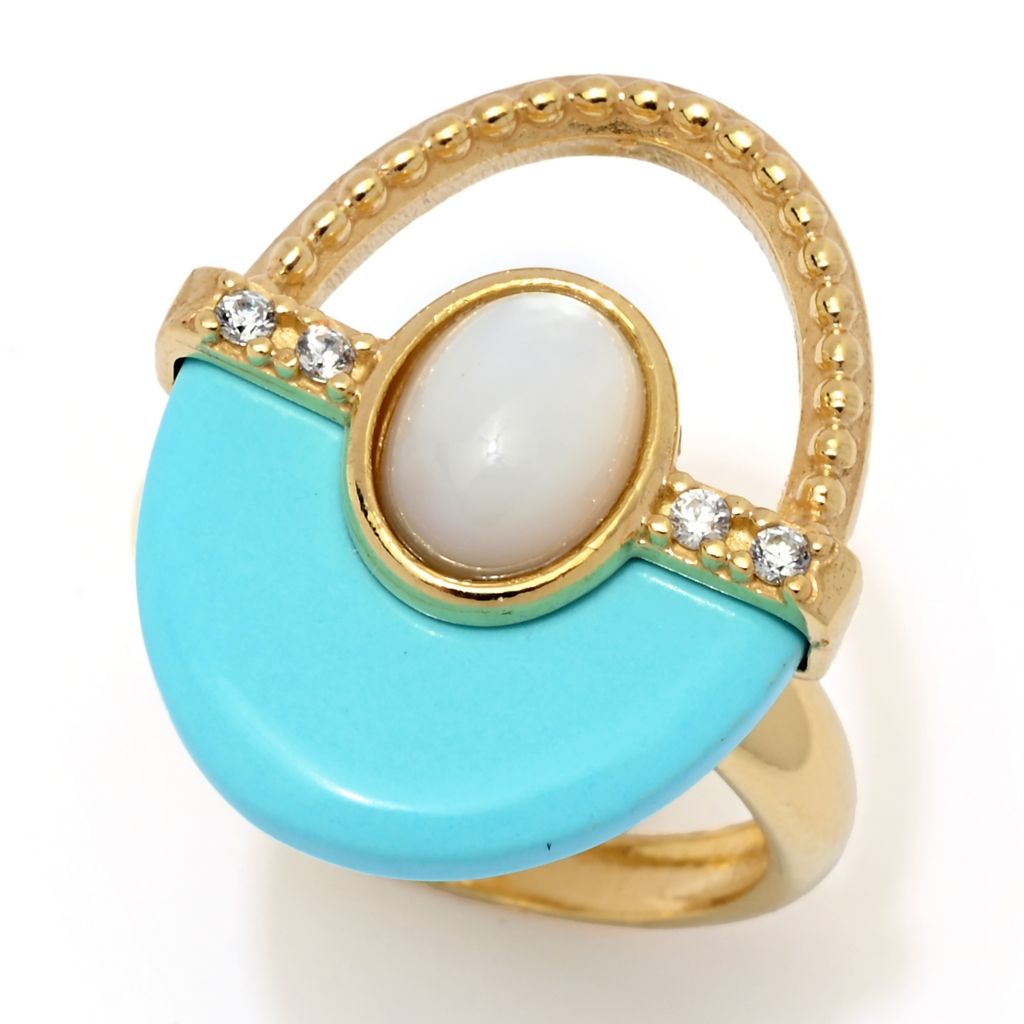 Gaetano Vitiello "Hollywood" Turquoise & Mother-of-Pearl Openwork Ring