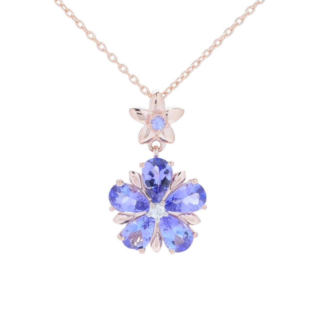 Gem Treasures 2.05ctw Tanzanite & Zircon Floral Pendant w/ Chain