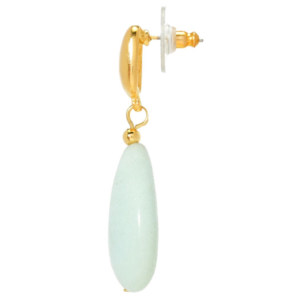 Kenneth Jay Lane Gold Plated Amazonite 1.75" Teardrop Earrings