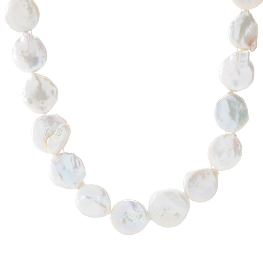 Far East Jewelry 19-22mm Freshwater Cultured Coin Pearl Strand Necklace