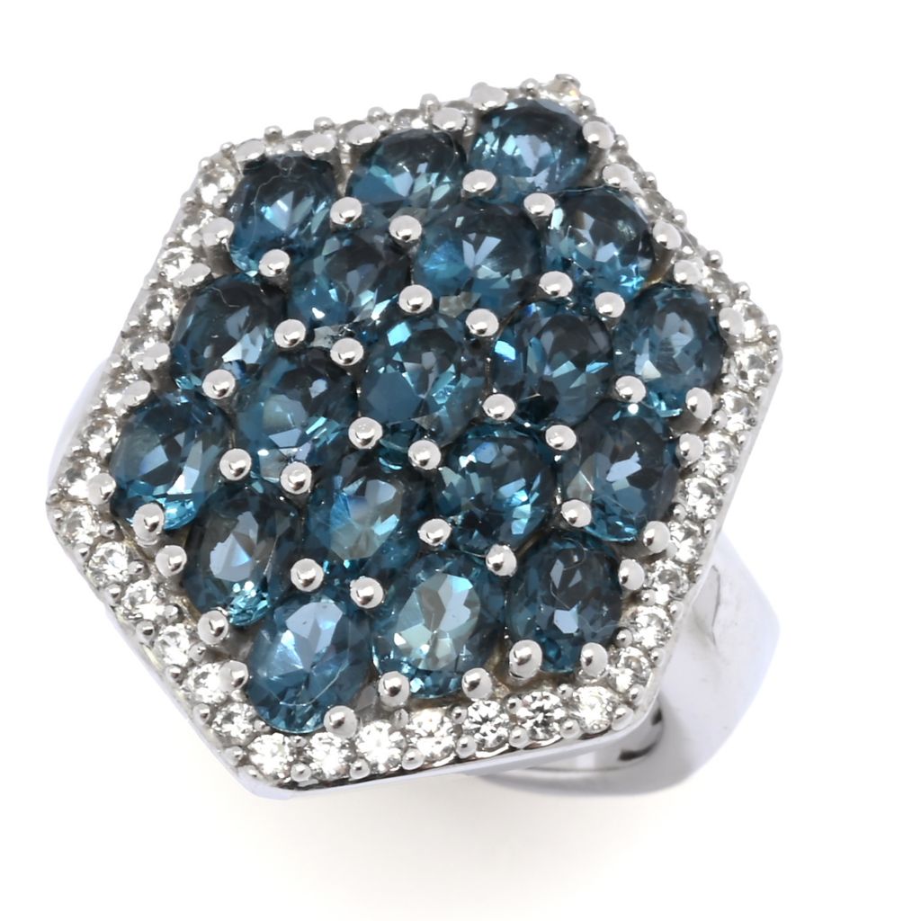 MUSE Choice of Gemstone Cluster & White Zircon Hexagonal Shield Ring