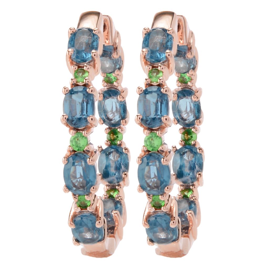 MUSE 18K Rose Vermeil 4.28ctw Kyanite & Tsavorite Hoop Earrings