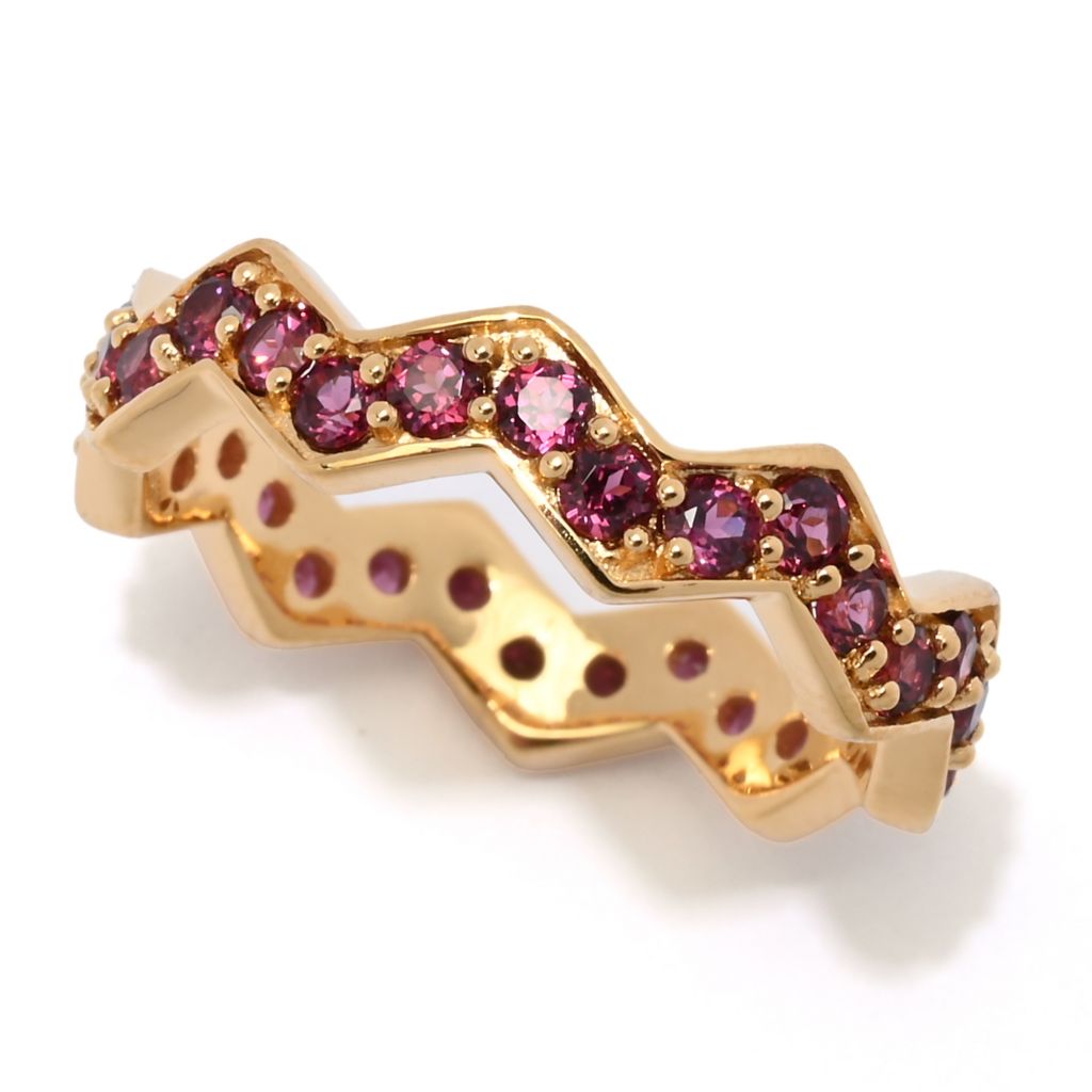 MUSE 18K Gold Plated Polished Choice of Gemstone Chevron Stack Band Ring