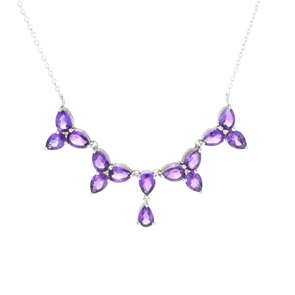 Claire Vessot Designs 9.69ctw African Amethyst Trillium Flower Necklace