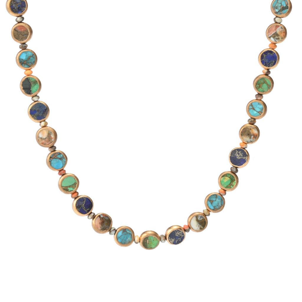 Southwest Elements Sterling Silver Choice of Gemstone Coin & Gem Bead Necklace
