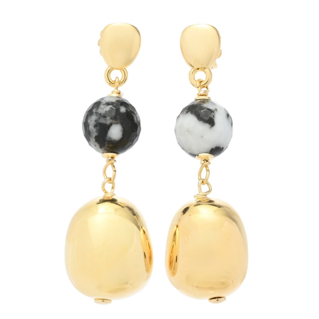 Verona Gioielli 18K Gold Plated Choice of Gemstone 1.75" Dangle Earrings