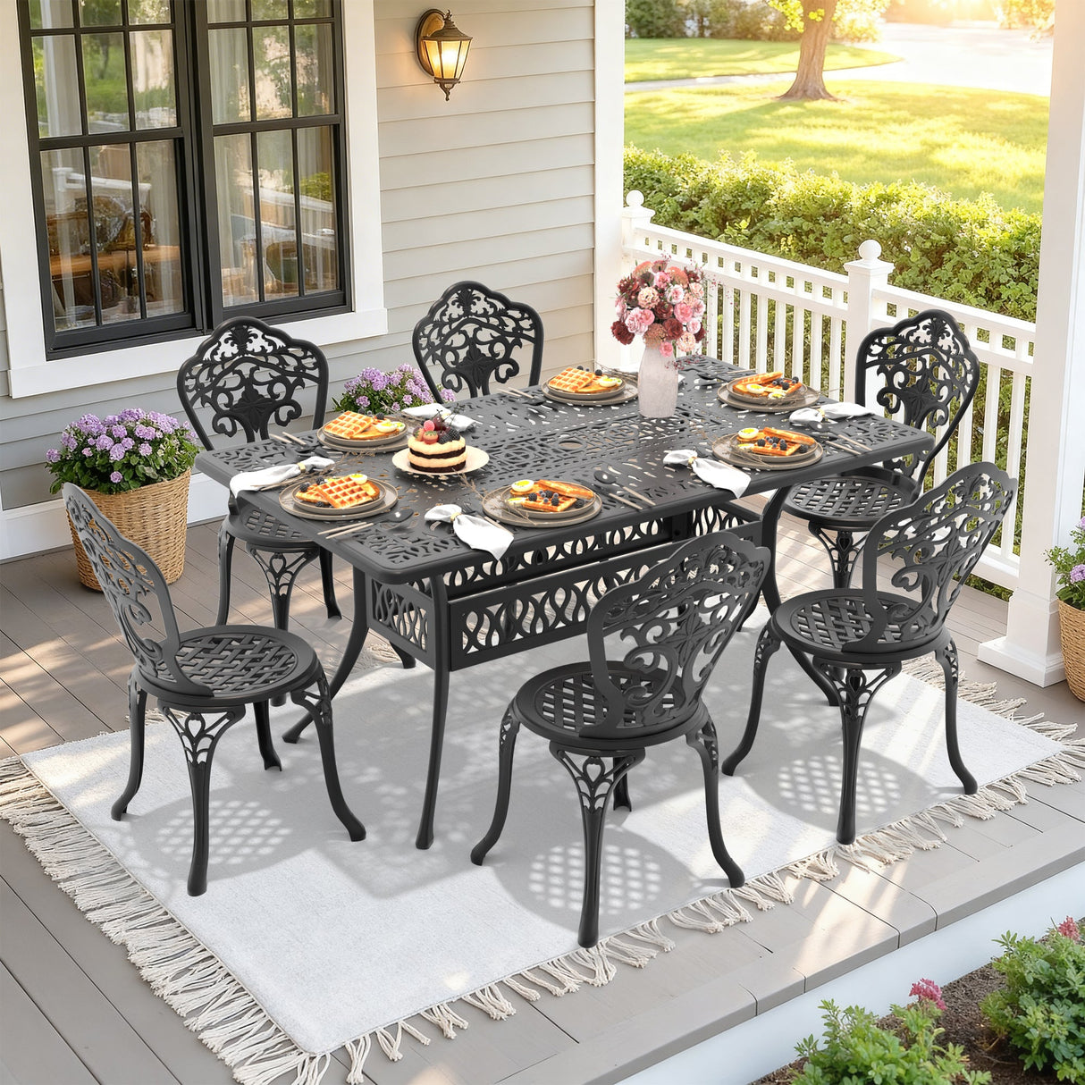 7-Piece Set Of All-Weather Cast Aluminum Dining Furniture Set
