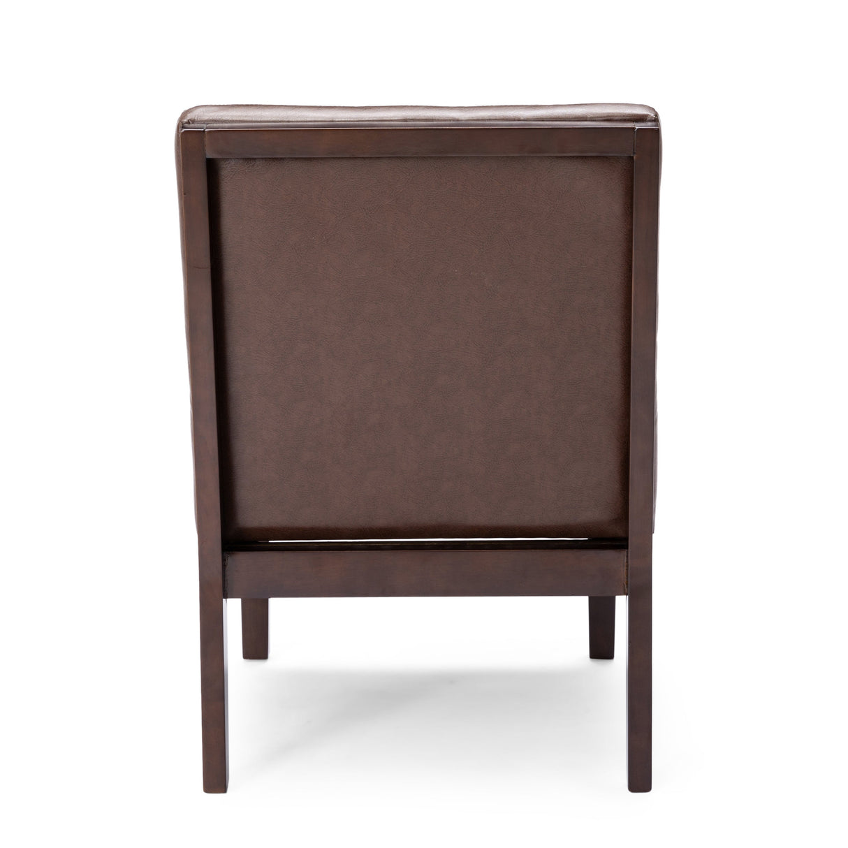 Contemporary Dark Brown Accent Chair with Tufted Waffle Stitch and PU Upholstery