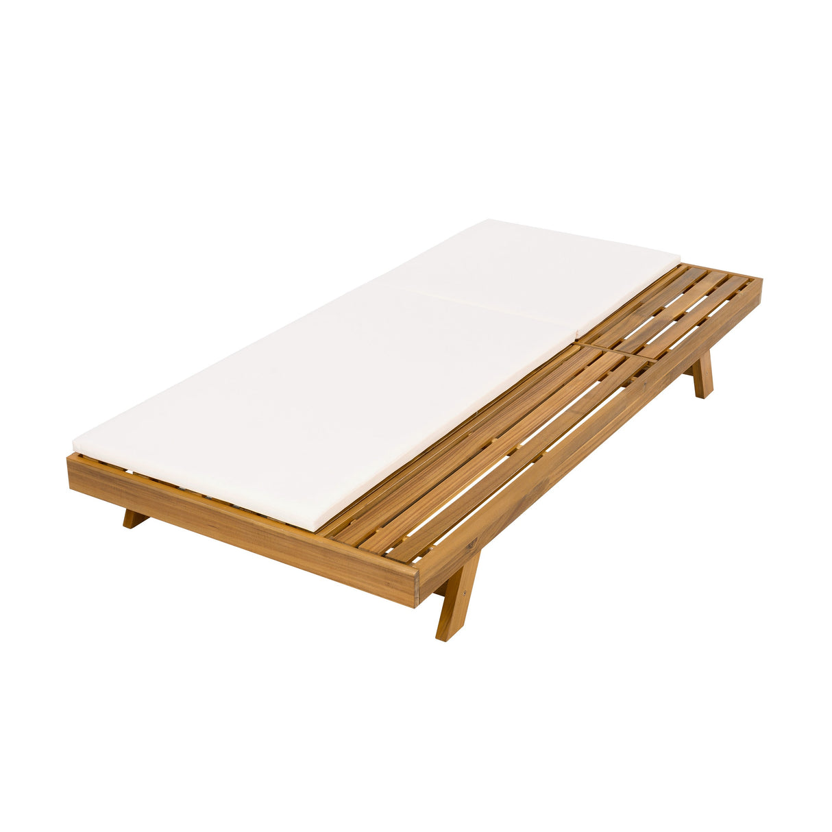 Lounge Chaise Set, Acacia Wood with Water-Resistant Cushions