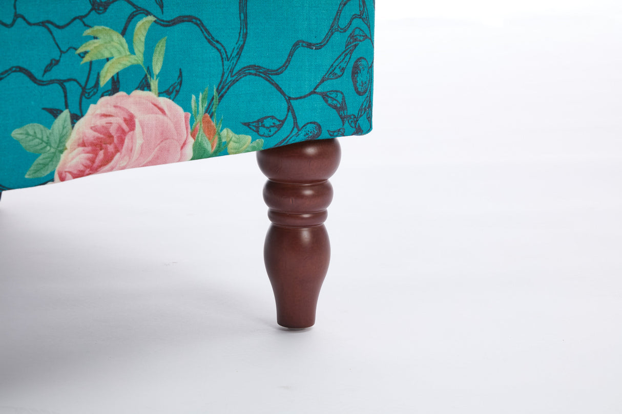 Modern Accent Chair with Retro Wood Legs - Floral
