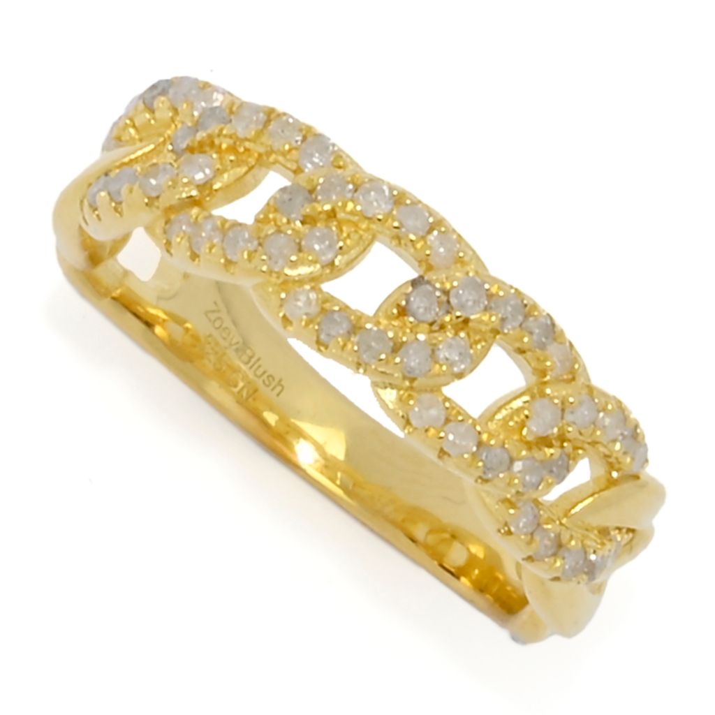 Zoey Blush 18K Gold Plated 0.40ctw Diamond Curb Link Band Ring