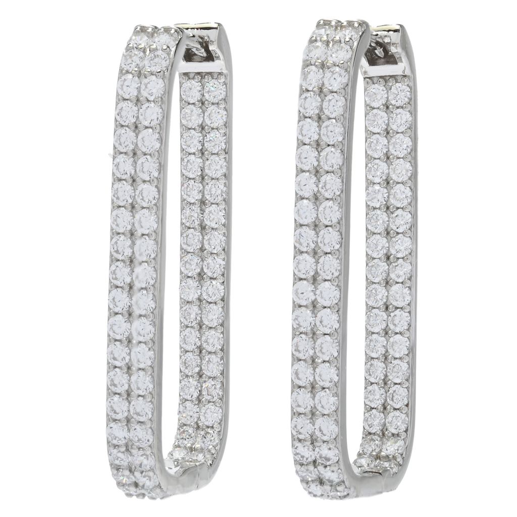 Brilliante Simulated Diamond Choice of Size Paperclip Hoop Earrings