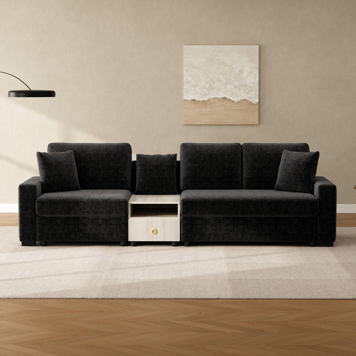 Modular Sofa Couch With Storage Armrest and Center Console