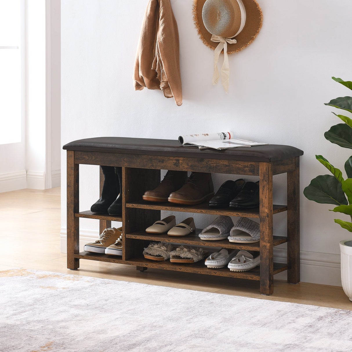 Height-Adjustable Shoe-Changing Bench