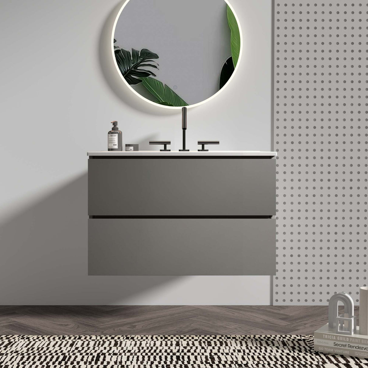 TIA 30" Wall Mount Space Grey Bathroom Vanity
