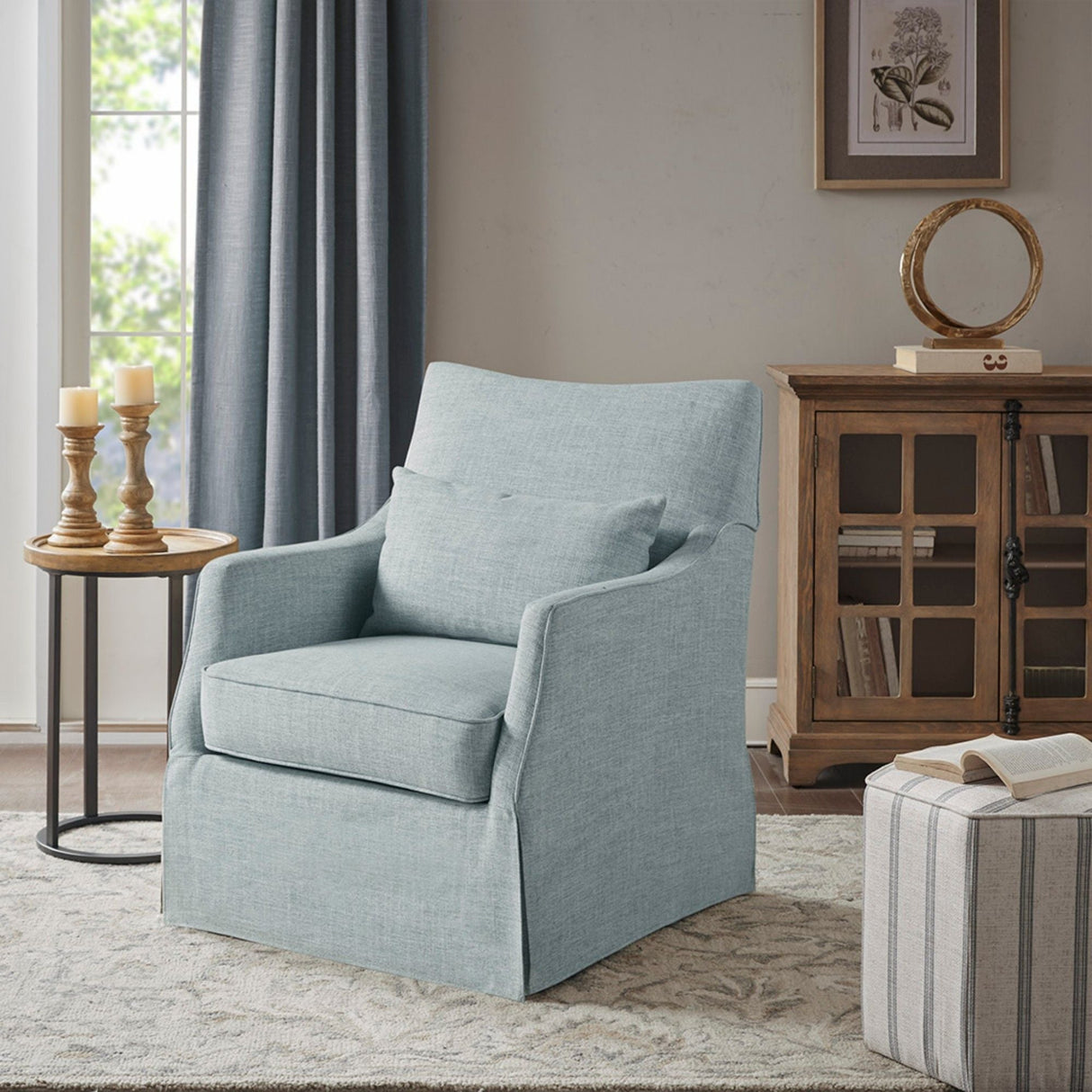 Traditional Design London Skirted Swivel Chair