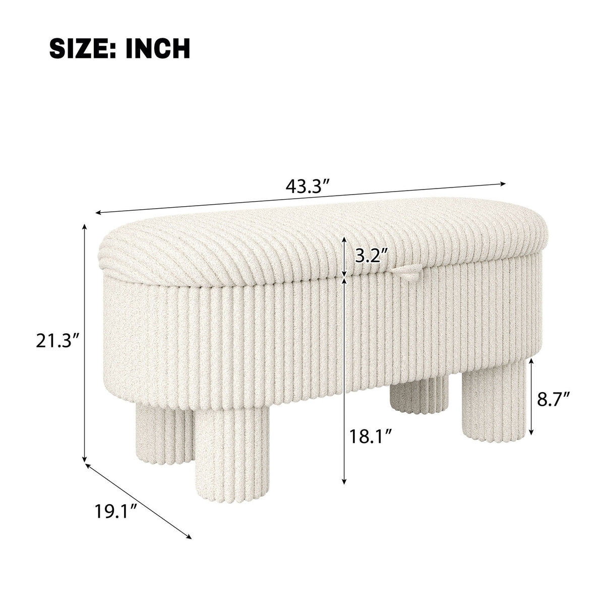 Storage Ottoman Upholstered Bench with Lift-Top Storage for Bedroom