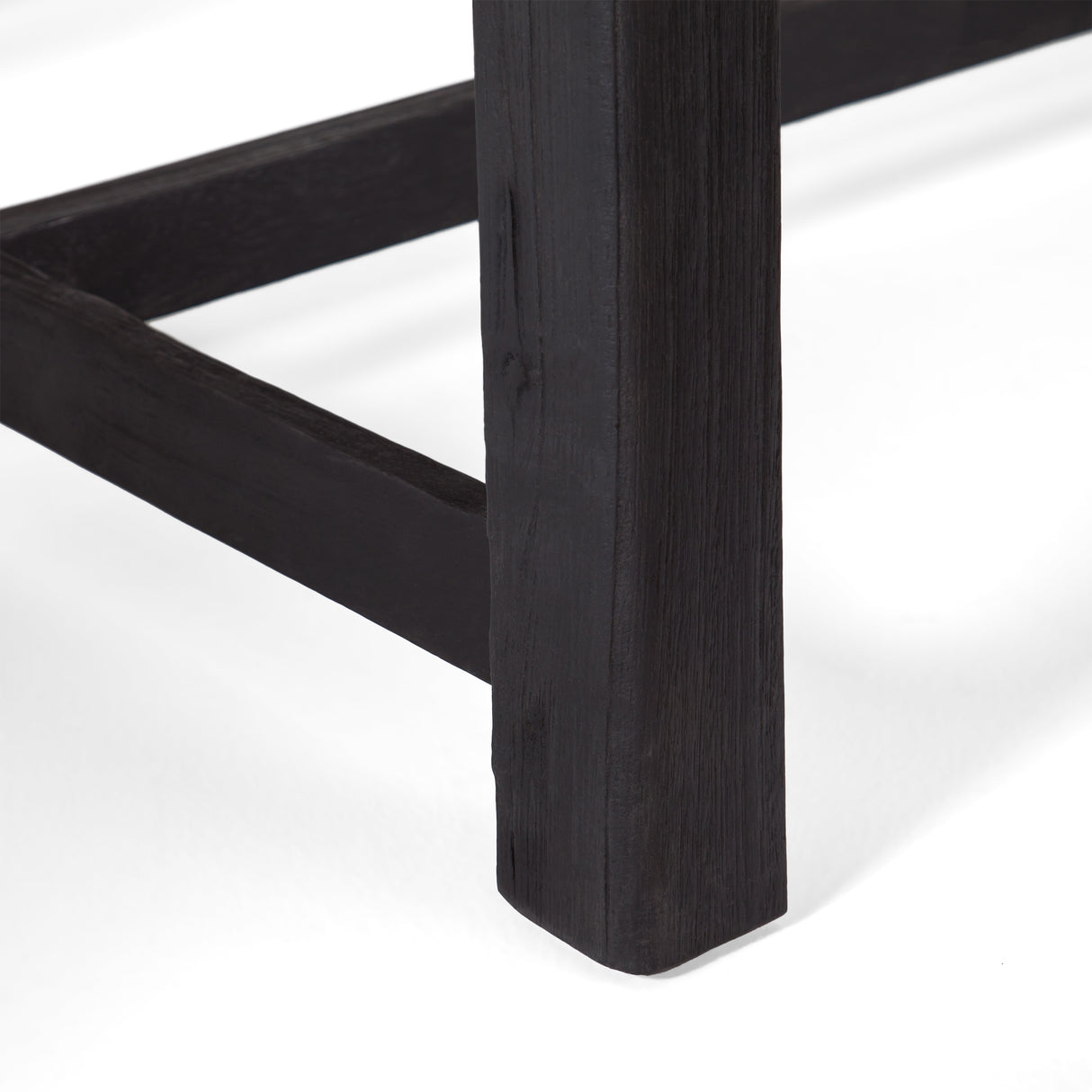 Outdoor acacia wood bench, sandblast gray finish and black