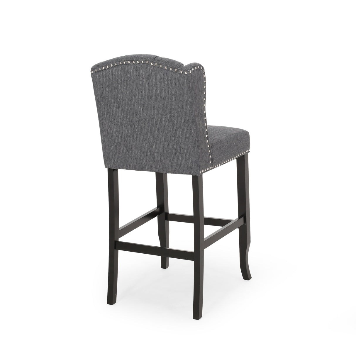 Fabric Tufted Counter Stool with Nailhead Accents - Set of 2 Charcoal