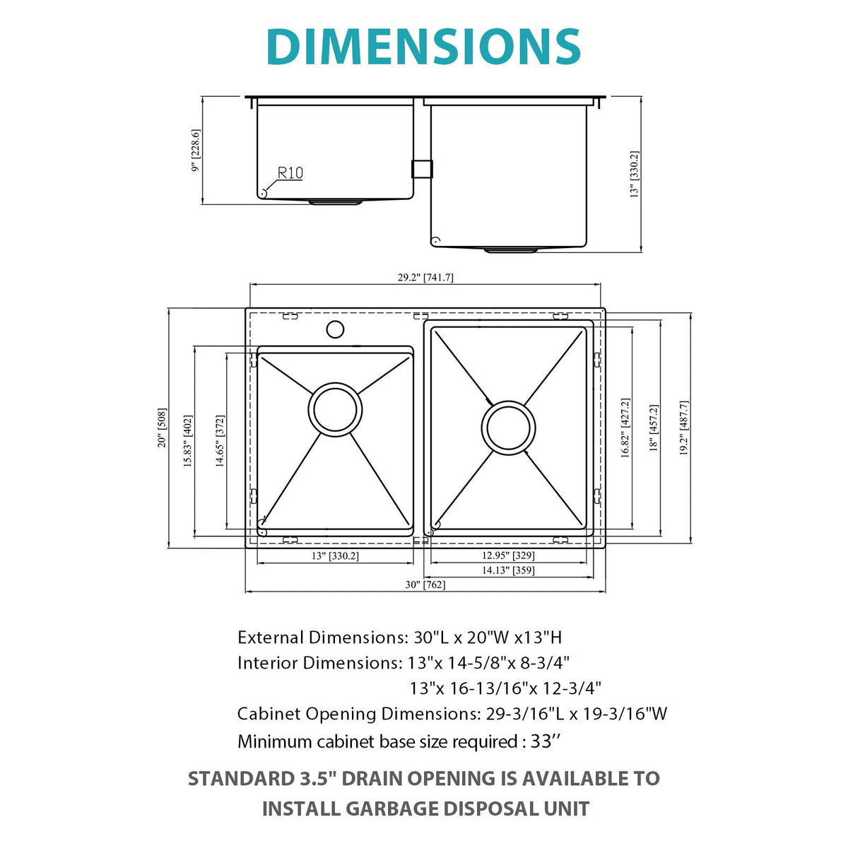 Outdoor Double Bowl Drop In Sink With Workstation - Brushed Nickel