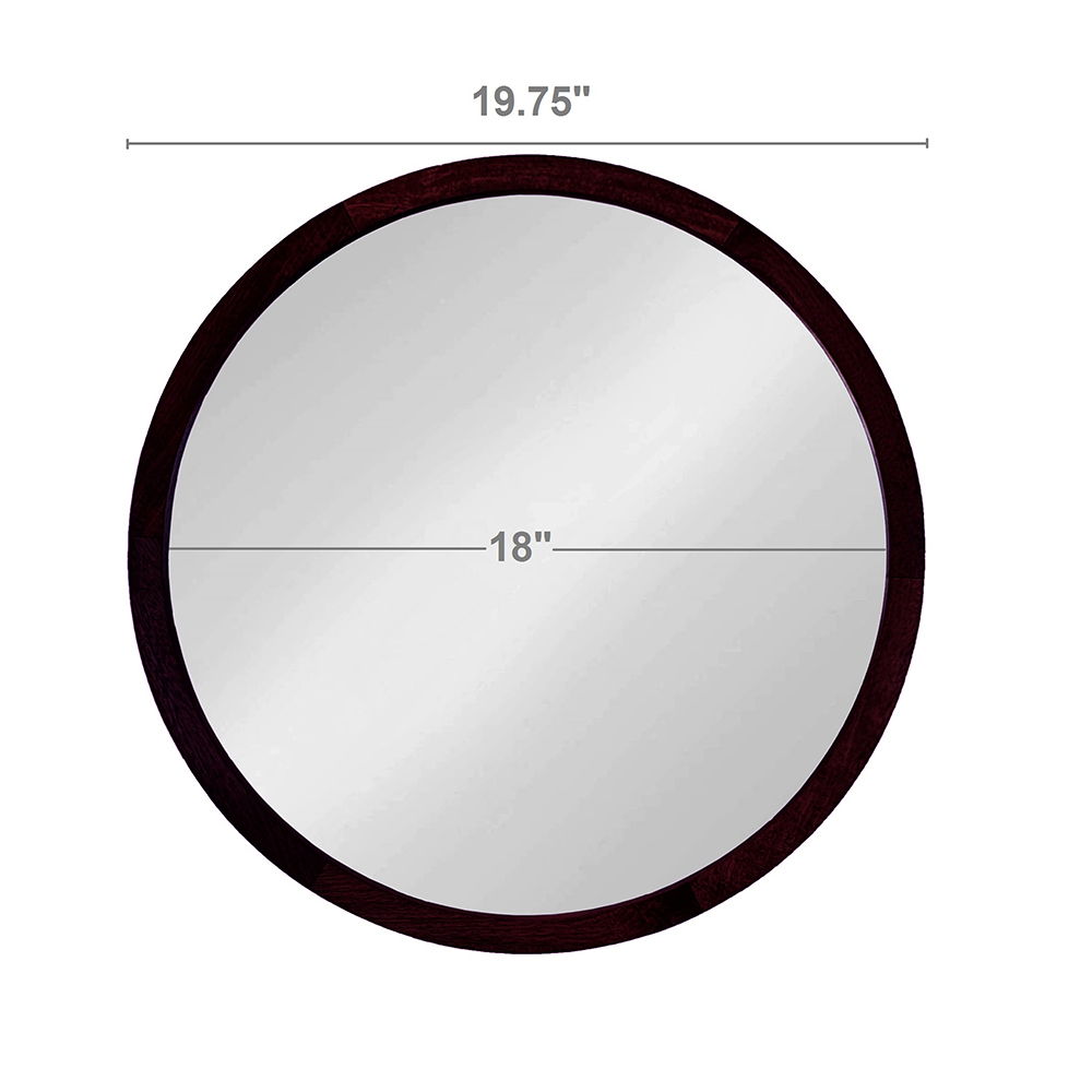 Circle Wall Mirror with Wooden Frame - Black, Light Brown, Dark Brown
