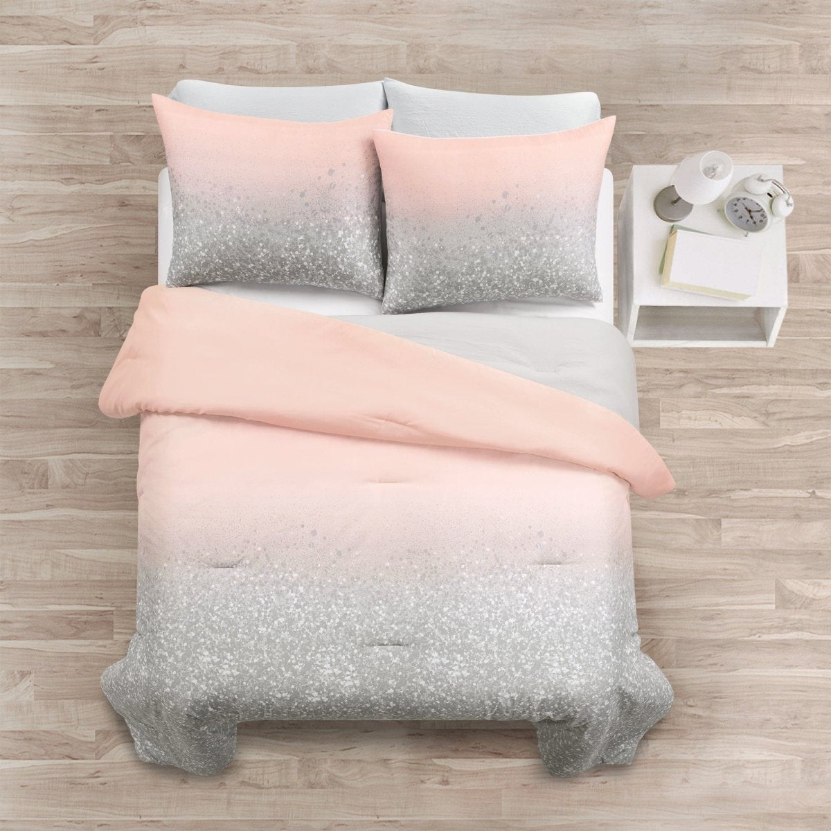 Glitter Ombre Metallic Print Comforter Set With Pillowcases