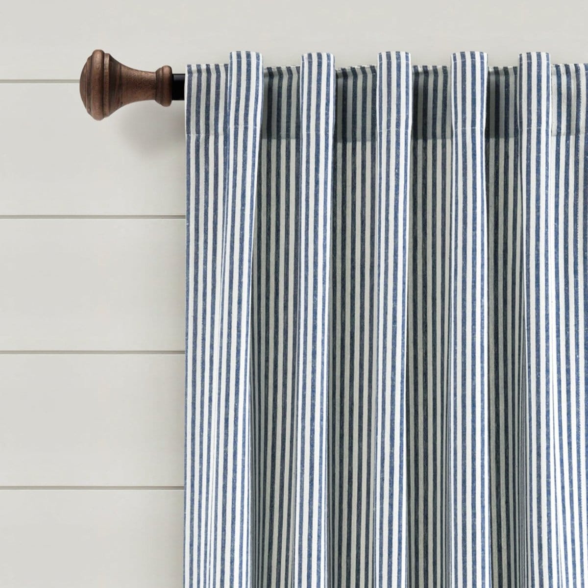 Farmhouse Vintage Stripe Recycled Cotton Blend Window Curtain Panel Set