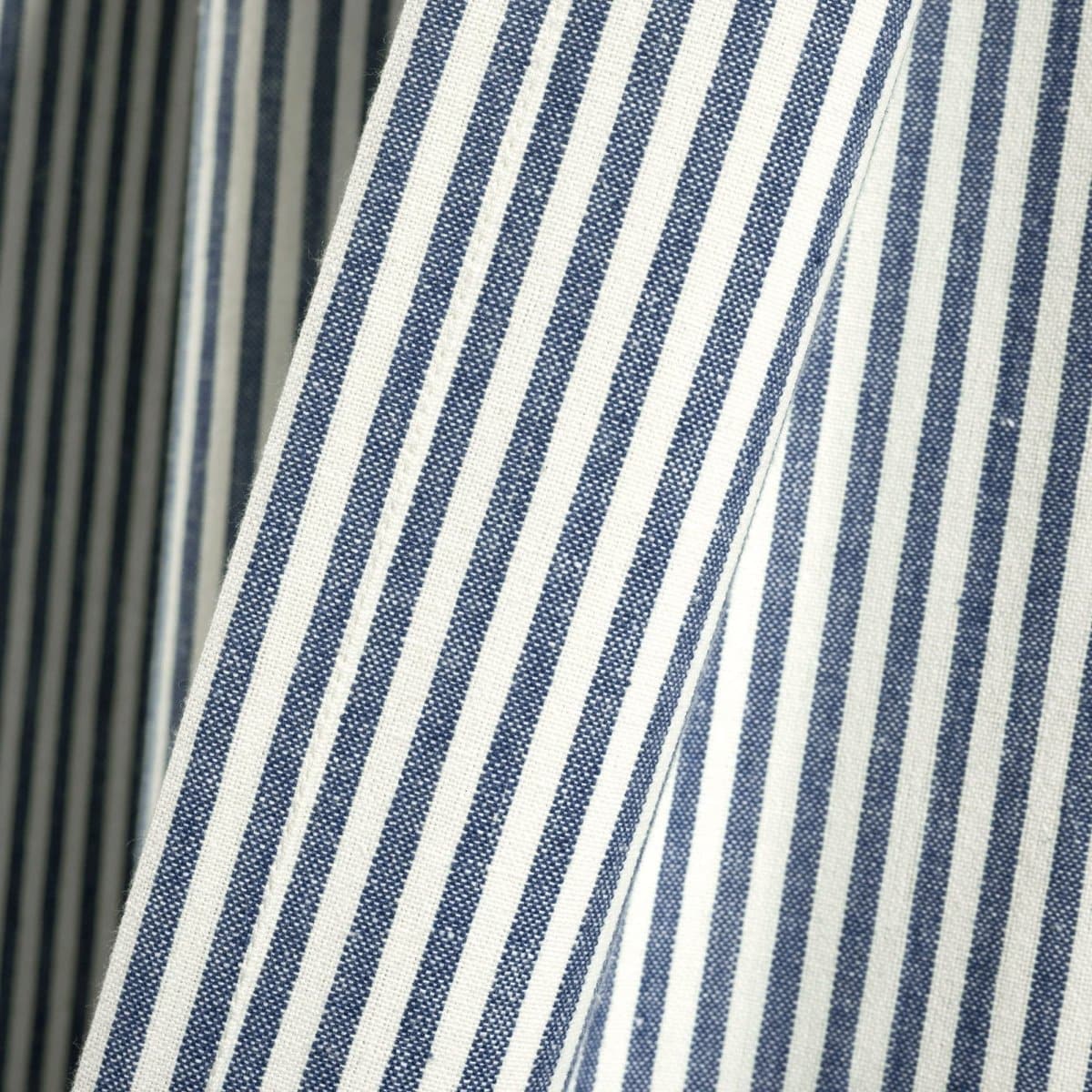 Farmhouse Vintage Stripe Recycled Cotton Blend Window Curtain Panel Set