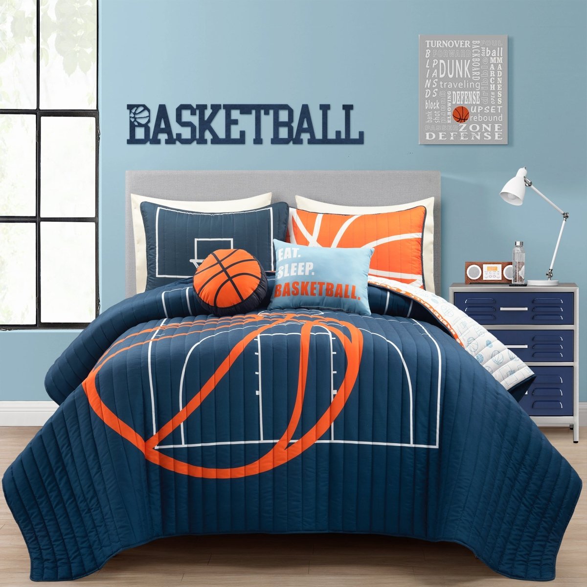 Basketball Game Reversible Quilt Set